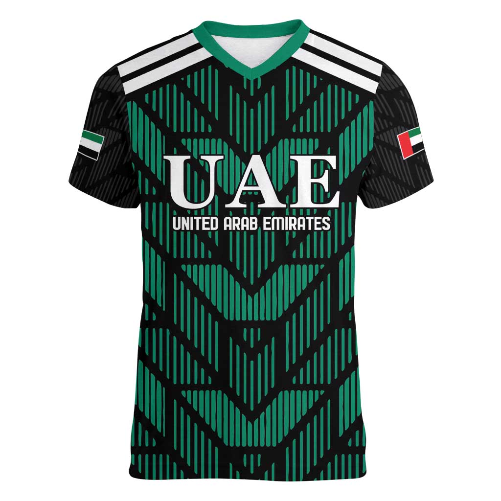 Custom UAE Football Women V-Neck T-Shirt Green Concept 19-2020 - Wonder Print Shop