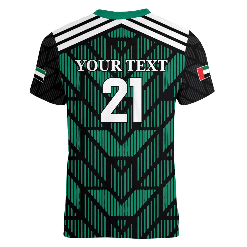 Custom UAE Football Women V-Neck T-Shirt Green Concept 19-2020 - Wonder Print Shop