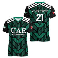 Custom UAE Football Women V-Neck T-Shirt Green Concept 19-2020 - Wonder Print Shop