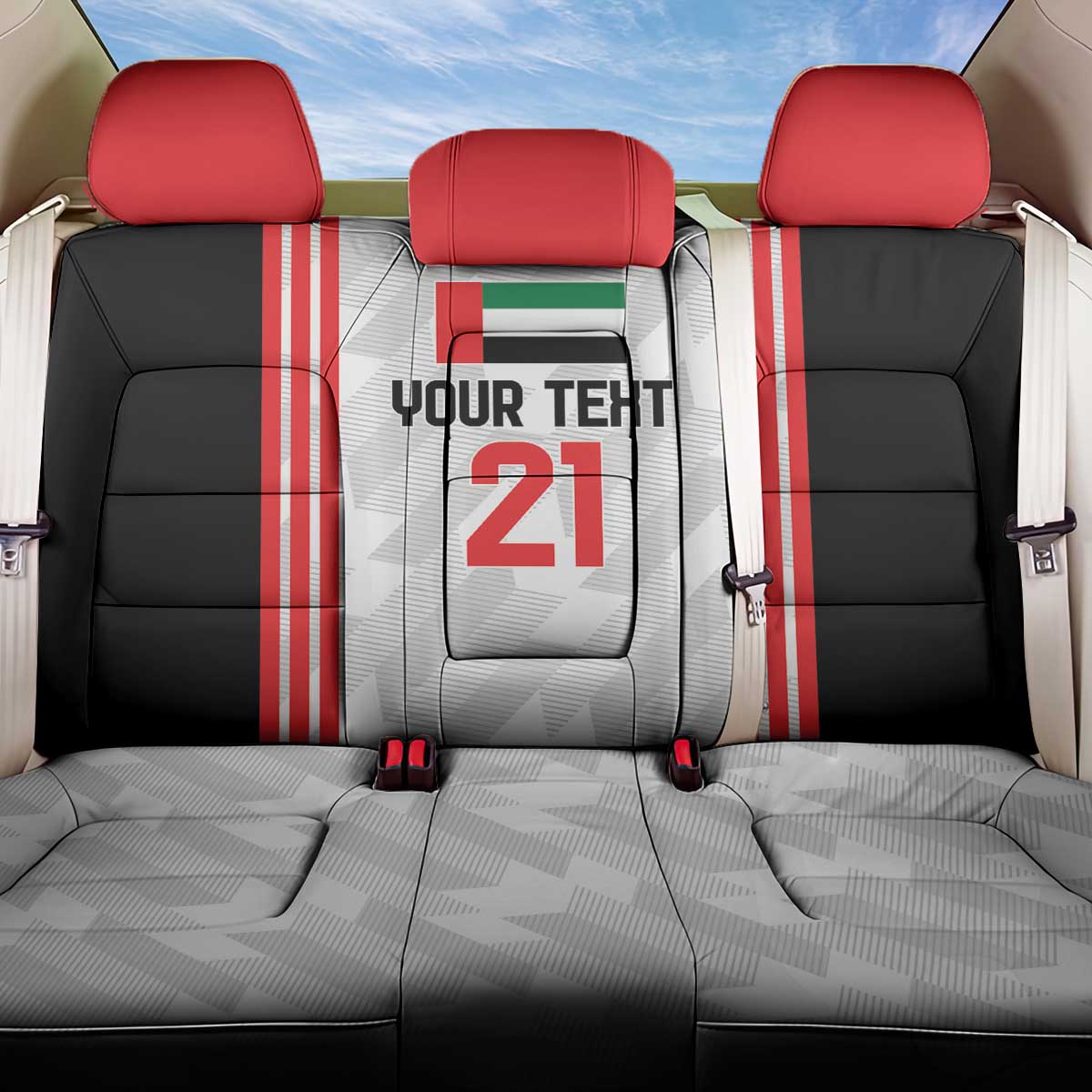 Custom UAE Football Back Car Seat Cover The Whites Concept 19-2020 LT9 - Wonder Print Shop