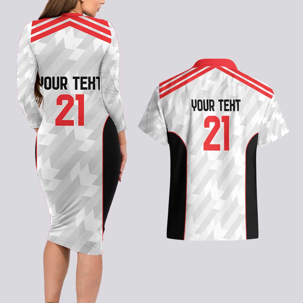 Custom UAE Football Couples Matching Long Sleeve Bodycon Dress and Hawaiian Shirt The Whites Concept 19-2020 LT9 - Wonder Print Shop
