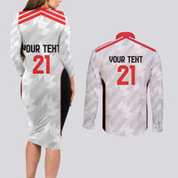 Custom UAE Football Couples Matching Long Sleeve Bodycon Dress and Long Sleeve Button Shirt The Whites Concept 19-2020 LT9 - Wonder Print Shop