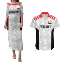 Custom UAE Football Couples Matching Puletasi and Hawaiian Shirt The Whites Concept 19-2020 LT9 - Wonder Print Shop