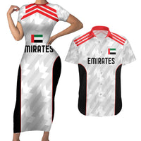 Custom UAE Football Couples Matching Short Sleeve Bodycon Dress and Hawaiian Shirt The Whites Concept 19-2020 LT9 - Wonder Print Shop