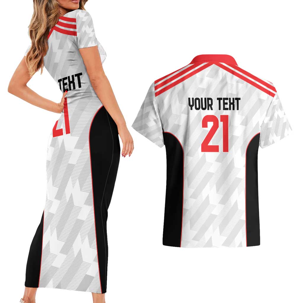 Custom UAE Football Couples Matching Short Sleeve Bodycon Dress and Hawaiian Shirt The Whites Concept 19-2020 LT9 - Wonder Print Shop