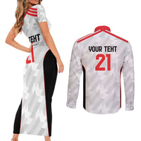 Custom UAE Football Couples Matching Short Sleeve Bodycon Dress and Long Sleeve Button Shirt The Whites Concept 19-2020 LT9 - Wonder Print Shop