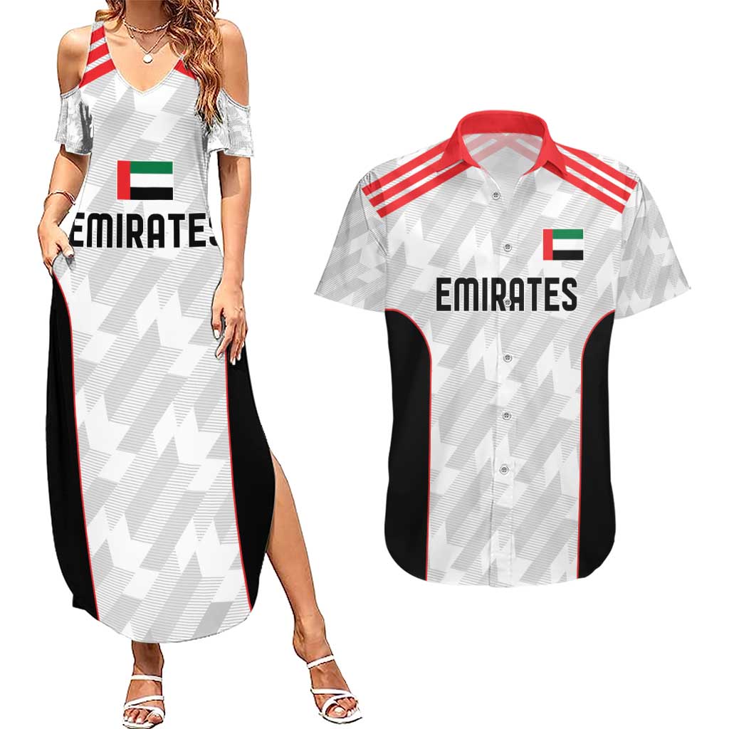 Custom UAE Football Couples Matching Summer Maxi Dress and Hawaiian Shirt The Whites Concept 19-2020 LT9 - Wonder Print Shop