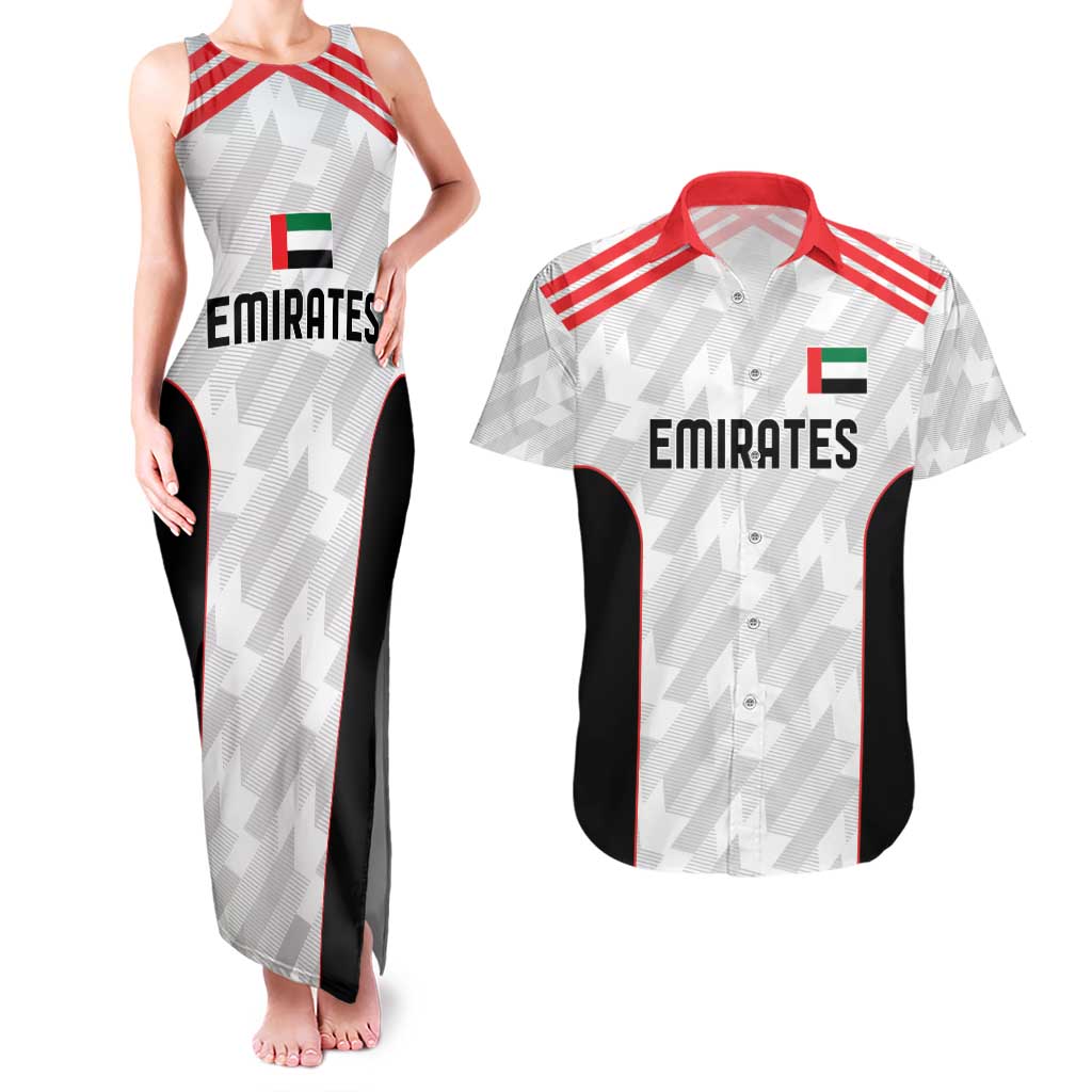 Custom UAE Football Couples Matching Tank Maxi Dress and Hawaiian Shirt The Whites Concept 19-2020 LT9 - Wonder Print Shop