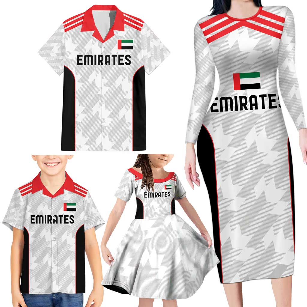 Custom UAE Football Family Matching Long Sleeve Bodycon Dress and Hawaiian Shirt The Whites Concept 19-2020 LT9 - Wonder Print Shop