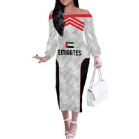 Custom UAE Football Family Matching Off The Shoulder Long Sleeve Dress and Hawaiian Shirt The Whites Concept 19-2020 - Wonder Print Shop