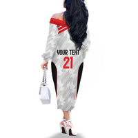 Custom UAE Football Family Matching Off The Shoulder Long Sleeve Dress and Hawaiian Shirt The Whites Concept 19-2020 - Wonder Print Shop