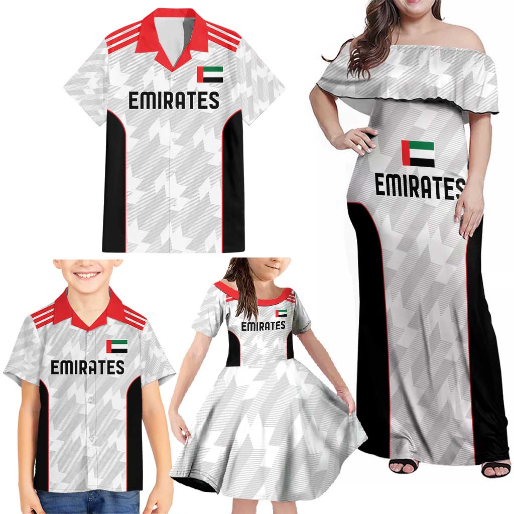 Custom UAE Football Family Matching Off Shoulder Maxi Dress and Hawaiian Shirt The Whites Concept 19-2020 LT9 - Wonder Print Shop