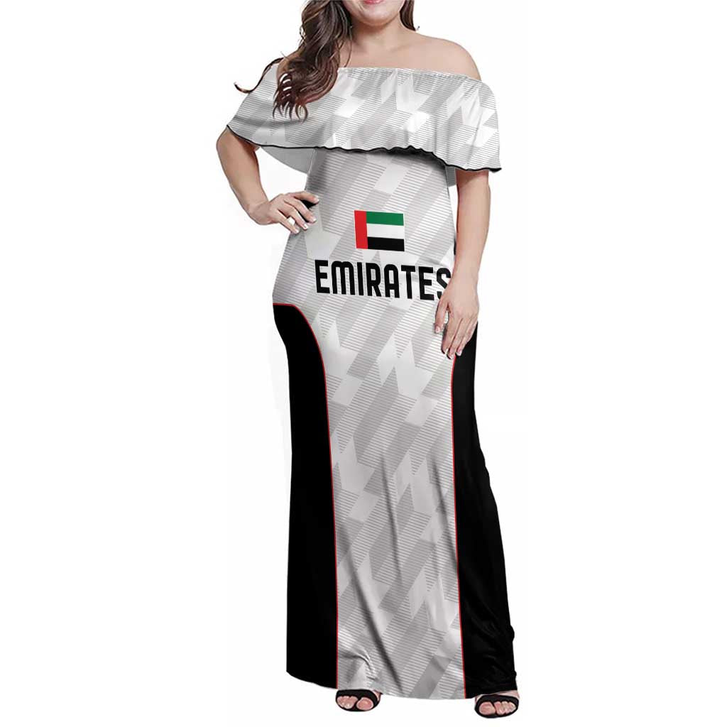 Custom UAE Football Family Matching Off Shoulder Maxi Dress and Hawaiian Shirt The Whites Concept 19-2020 LT9 - Wonder Print Shop