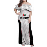 Custom UAE Football Family Matching Off Shoulder Maxi Dress and Hawaiian Shirt The Whites Concept 19-2020 LT9 - Wonder Print Shop