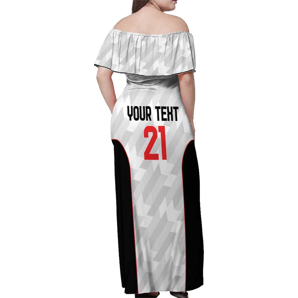 Custom UAE Football Family Matching Off Shoulder Maxi Dress and Hawaiian Shirt The Whites Concept 19-2020 LT9 - Wonder Print Shop