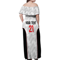 Custom UAE Football Family Matching Off Shoulder Maxi Dress and Hawaiian Shirt The Whites Concept 19-2020 LT9 - Wonder Print Shop