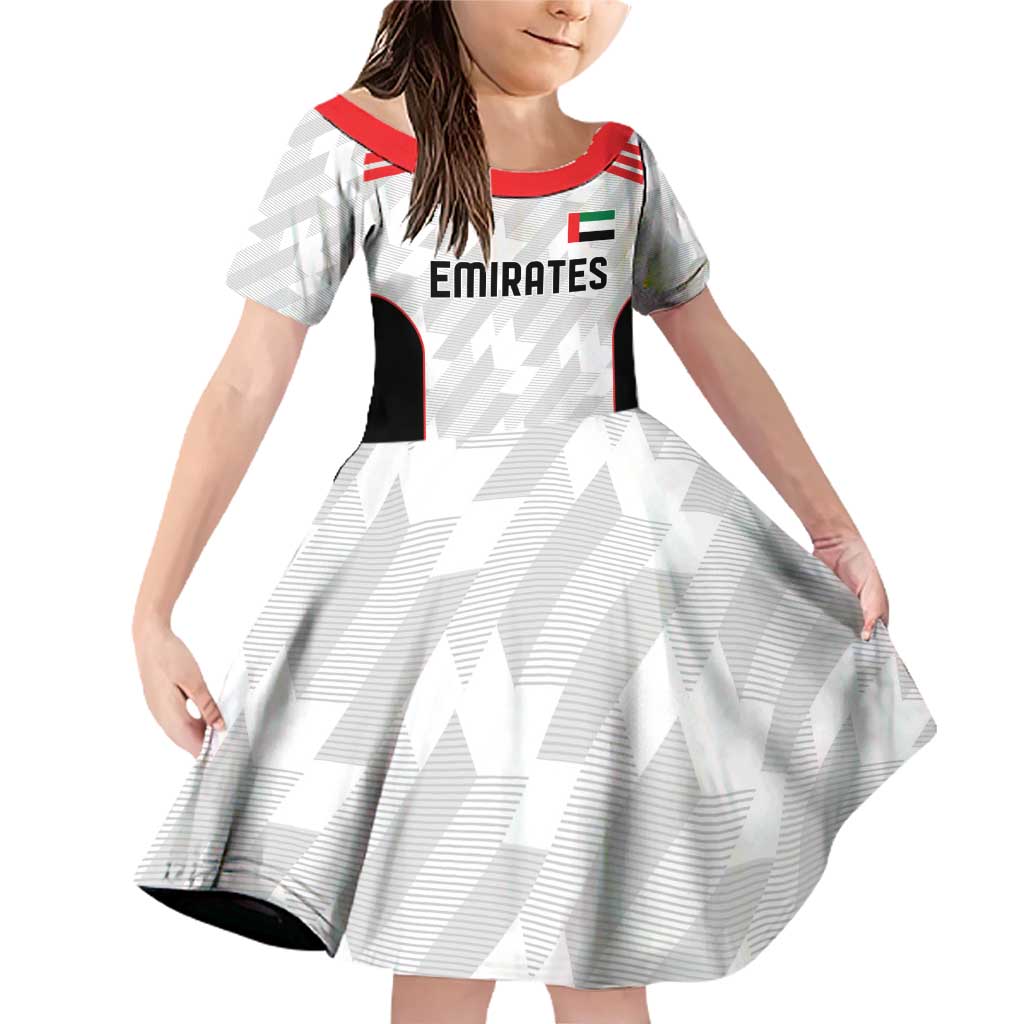 Custom UAE Football Family Matching Off Shoulder Short Dress and Hawaiian Shirt The Whites Concept 19-2020 LT9 - Wonder Print Shop