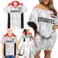 Custom UAE Football Family Matching Off Shoulder Short Dress and Hawaiian Shirt The Whites Concept 19-2020 LT9 - Wonder Print Shop