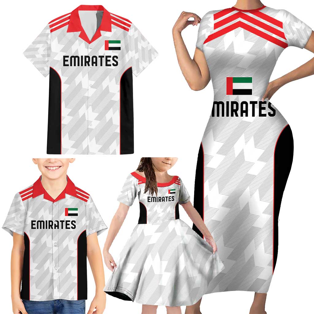 Custom UAE Football Family Matching Short Sleeve Bodycon Dress and Hawaiian Shirt The Whites Concept 19-2020 - Wonder Print Shop