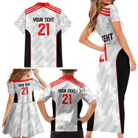 Custom UAE Football Family Matching Short Sleeve Bodycon Dress and Hawaiian Shirt The Whites Concept 19-2020 - Wonder Print Shop