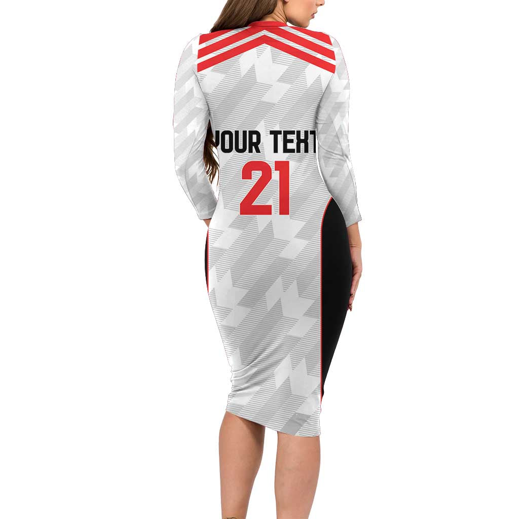 Custom UAE Football Long Sleeve Bodycon Dress The Whites Concept 19-2020 - Wonder Print Shop