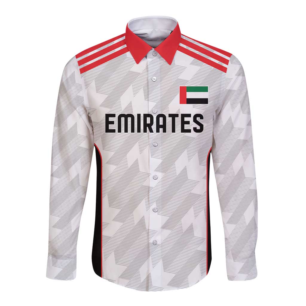 Custom UAE Football Long Sleeve Button Shirt The Whites Concept 19-2020 - Wonder Print Shop