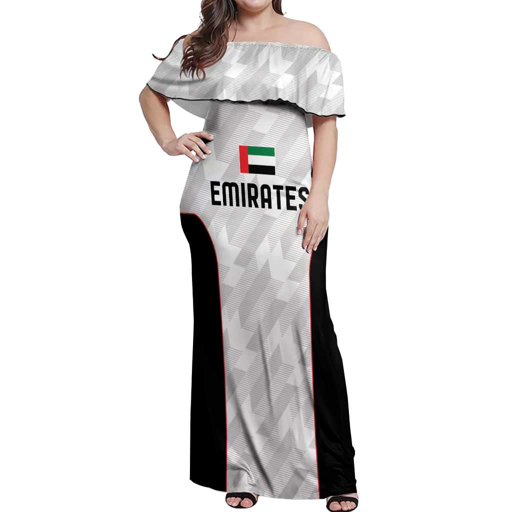 Custom UAE Football Off Shoulder Maxi Dress The Whites Concept 19-2020 - Wonder Print Shop