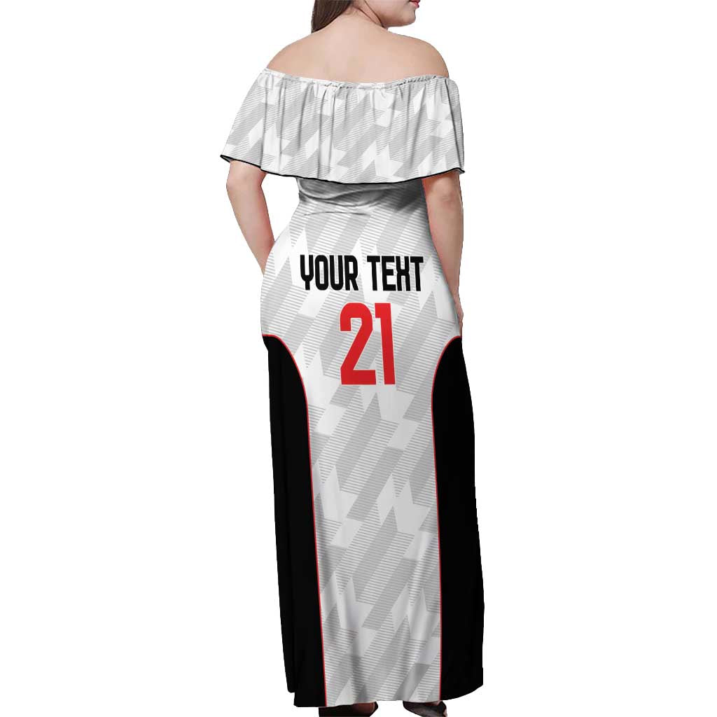 Custom UAE Football Off Shoulder Maxi Dress The Whites Concept 19-2020 - Wonder Print Shop