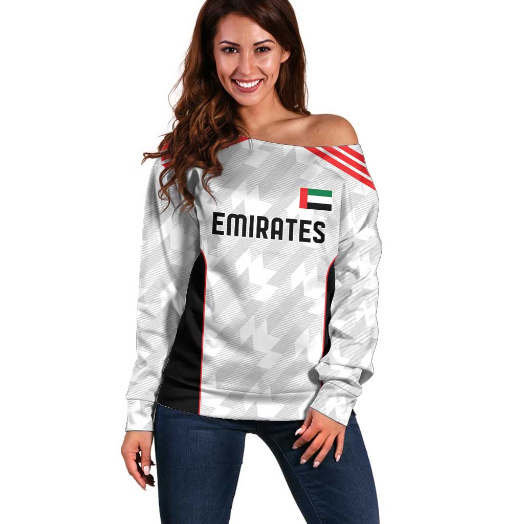 Custom UAE Football Off Shoulder Sweater The Whites Concept 19-2020 - Wonder Print Shop