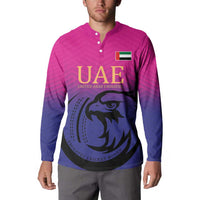 Custom UAE Cricket Button Sweatshirt United Arab Emirates Falcon Sporty Pattern LT9 - Wonder Print Shop