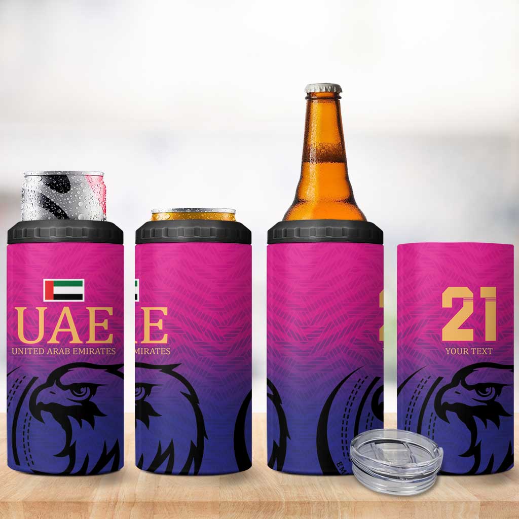 Custom UAE Cricket 4 in 1 Can Cooler Tumbler United Arab Emirates Falcon Sporty Pattern LT9 - Wonder Print Shop
