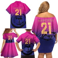 Custom UAE Cricket Family Matching Off Shoulder Short Dress and Hawaiian Shirt United Arab Emirates Falcon Sporty Pattern LT9 - Wonder Print Shop