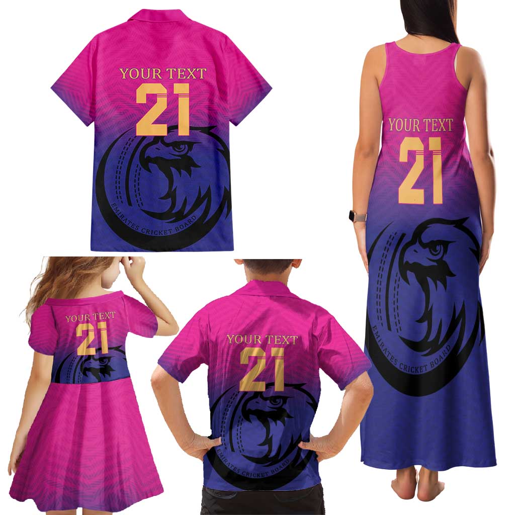 Custom UAE Cricket Family Matching Tank Maxi Dress and Hawaiian Shirt United Arab Emirates Falcon Sporty Pattern - Wonder Print Shop