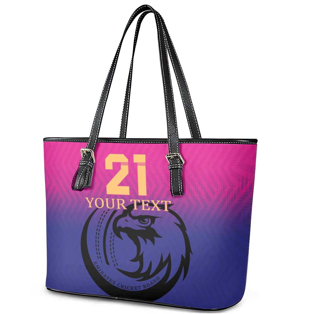 Custom UAE Cricket Leather Tote Bag United Arab Emirates Falcon Sporty Pattern - Wonder Print Shop