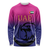 Custom UAE Cricket Long Sleeve Shirt United Arab Emirates Falcon Sporty Pattern - Wonder Print Shop