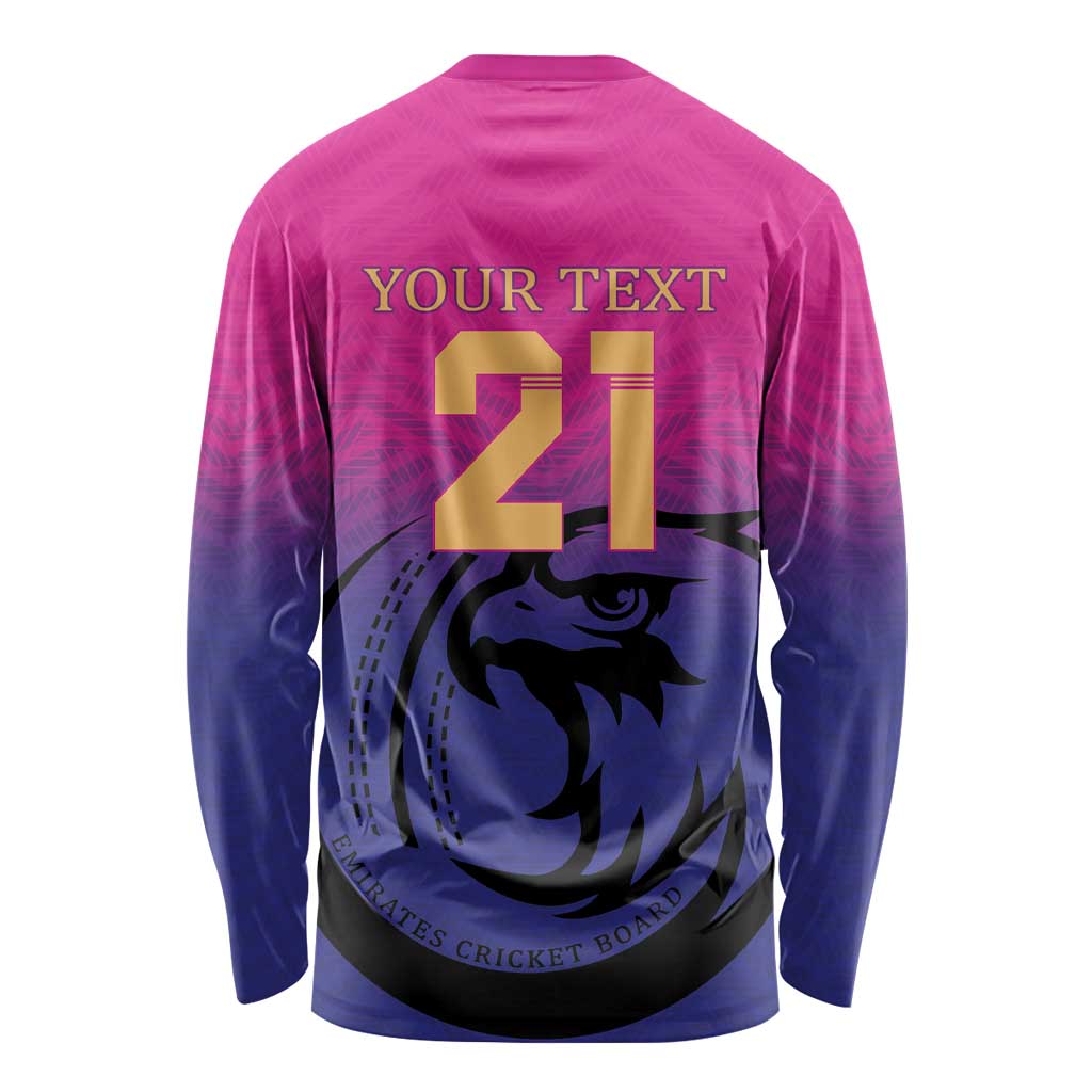Custom UAE Cricket Long Sleeve Shirt United Arab Emirates Falcon Sporty Pattern - Wonder Print Shop