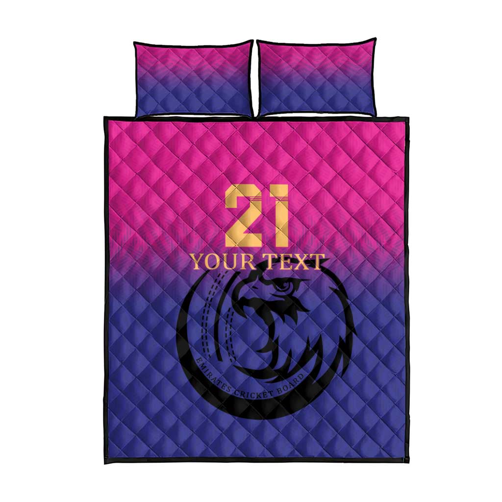 Custom UAE Cricket Quilt Bed Set United Arab Emirates Falcon Sporty Pattern - Wonder Print Shop