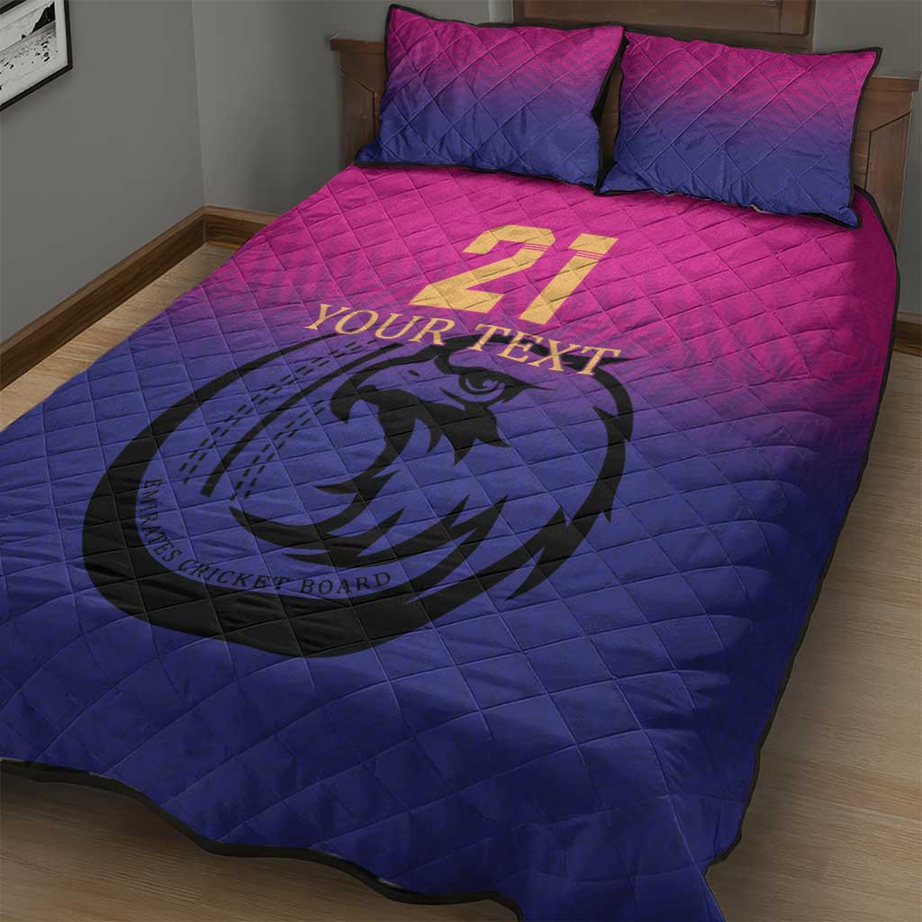 Custom UAE Cricket Quilt Bed Set United Arab Emirates Falcon Sporty Pattern - Wonder Print Shop