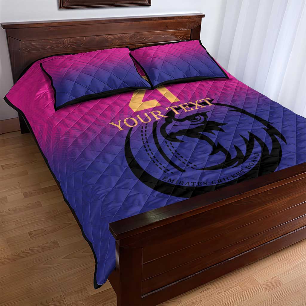 Custom UAE Cricket Quilt Bed Set United Arab Emirates Falcon Sporty Pattern - Wonder Print Shop