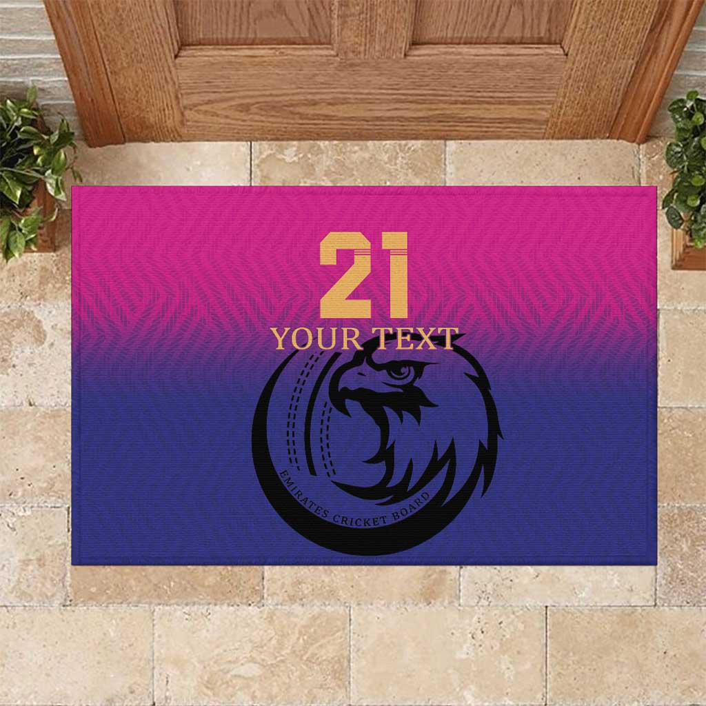 Custom UAE Cricket Rubber Doormat United Arab Emirates Falcon Sporty Pattern - Wonder Print Shop