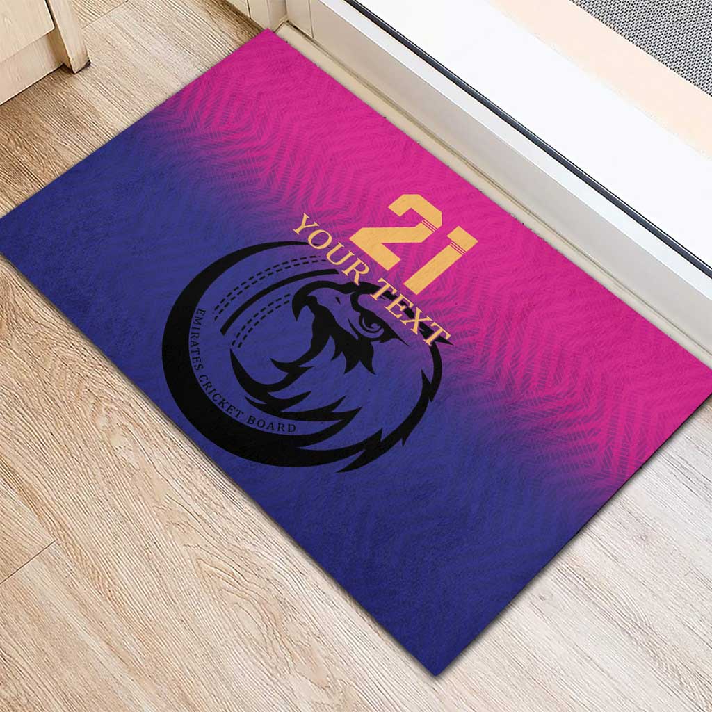 Custom UAE Cricket Rubber Doormat United Arab Emirates Falcon Sporty Pattern - Wonder Print Shop