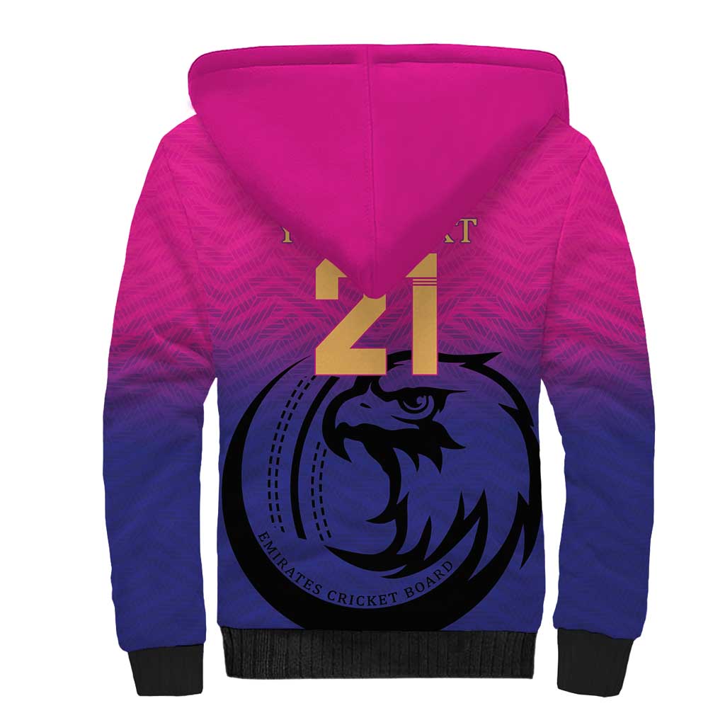 Custom UAE Cricket Sherpa Hoodie United Arab Emirates Falcon Sporty Pattern - Wonder Print Shop