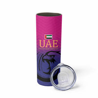 Custom UAE Cricket Skinny Tumbler United Arab Emirates Falcon Sporty Pattern - Wonder Print Shop