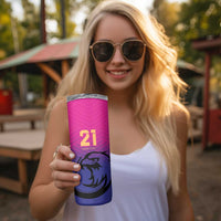 Custom UAE Cricket Skinny Tumbler United Arab Emirates Falcon Sporty Pattern - Wonder Print Shop