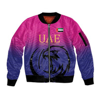 Custom UAE Cricket Sleeve Zip Bomber Jacket United Arab Emirates Falcon Sporty Pattern - Wonder Print Shop