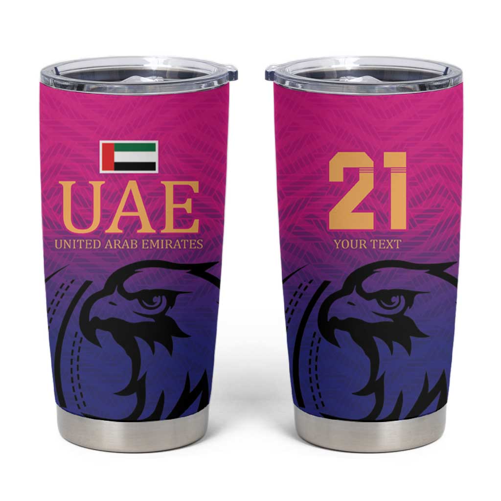 Custom UAE Cricket Tumbler Cup United Arab Emirates Falcon Sporty Pattern - Wonder Print Shop