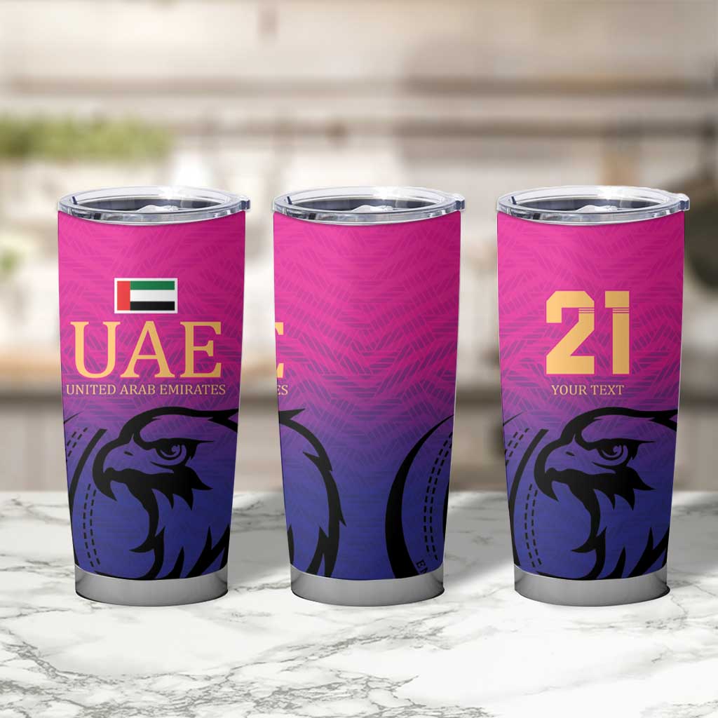 Custom UAE Cricket Tumbler Cup United Arab Emirates Falcon Sporty Pattern - Wonder Print Shop
