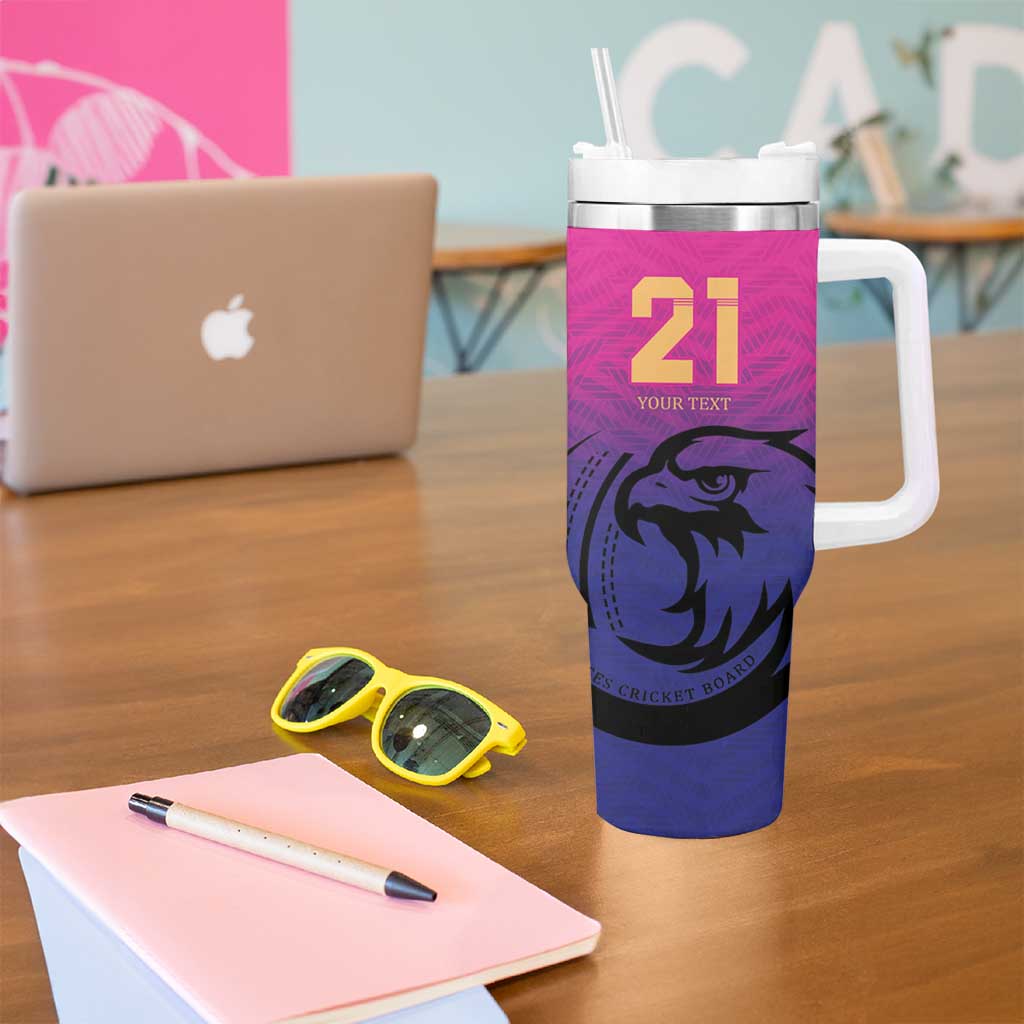 Custom UAE Cricket Tumbler With Handle United Arab Emirates Falcon Sporty Pattern - Wonder Print Shop