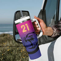 Custom UAE Cricket Tumbler With Handle United Arab Emirates Falcon Sporty Pattern - Wonder Print Shop