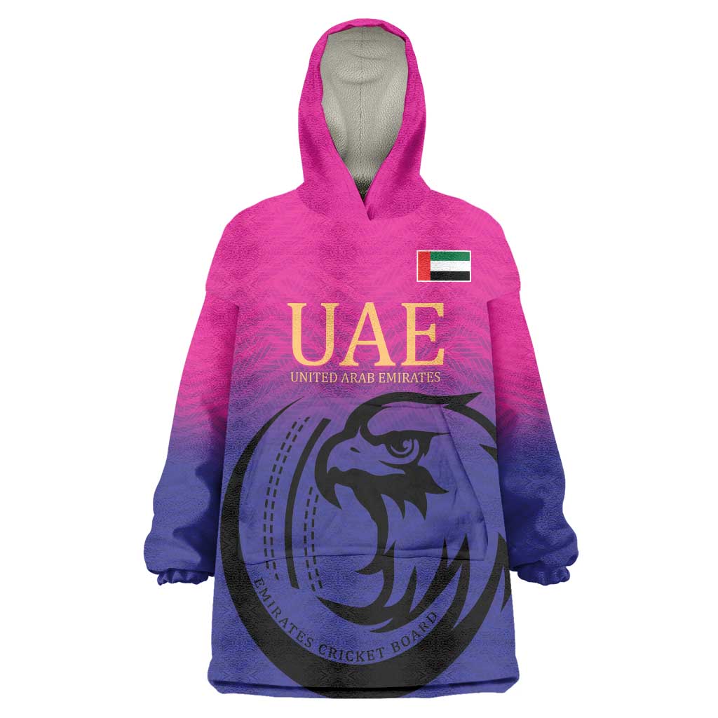 Custom UAE Cricket Wearable Blanket Hoodie United Arab Emirates Falcon Sporty Pattern - Wonder Print Shop